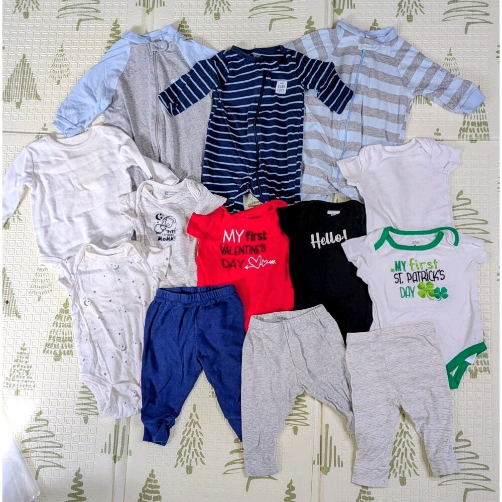 Baby Boy Clothes Lot 3-6 Months 13 Pc Gerber Carter's Disney Sleepers Onesies